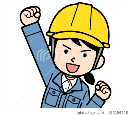 A female site supervisor wearing a motivated helmet A female site supervisor wearing a motivated helmet 136104338
