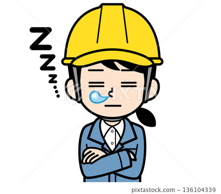A female site supervisor wearing a dozing helmet 136104339