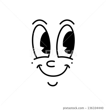 Cute cartoon face. Minimal black line doodle face for kids, emojis, stickers and icons Cute cartoon face. Minimal black line doodle face for kids, emojis, stickers and icons 136104440