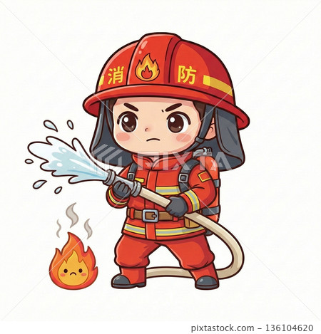 消防人員的Q版插圖 136104620