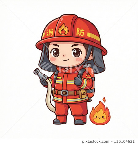 Chibi illustration of a firefighter 136104621