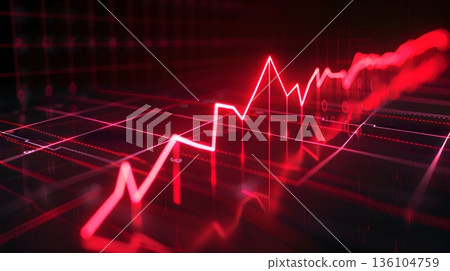 紅線圖顯示股票價格和成長情況 136104759