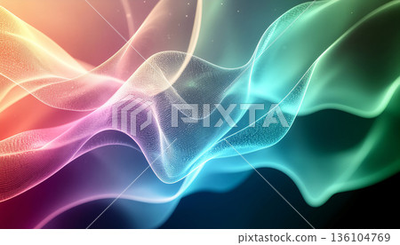 色彩繽紛的流動抽象光波背景 | 漸變與粒子的奇幻表現 色彩繽紛的流動抽象光波背景 | 漸變與粒子的奇幻表現 136104769