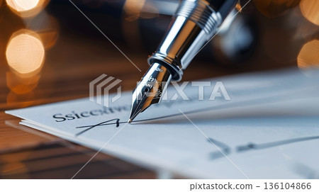 鋼筆筆尖觸碰合約 136104866