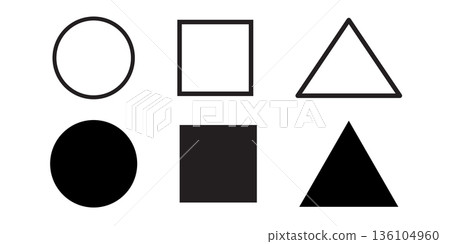 Geometric Shapes Set Circle Square TriangleOutlined and Solid Minimal Black and White Geometric Shapes Set Circle Square TriangleOutlined and Solid Minimal Black and White 136104960