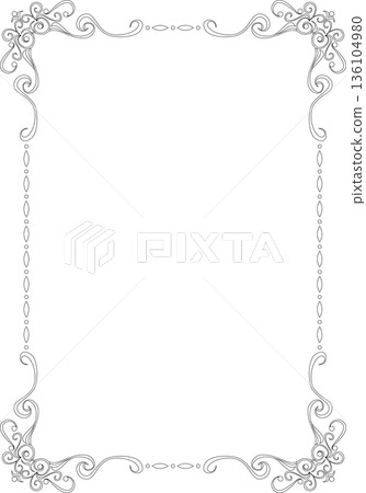 Vintage calligraphy style frame material 228 <decorative border, decorative frame, line drawing, black and white> Vintage calligraphy style frame material 228 <decorative border, decorative frame, line drawing, black and white> 136104980