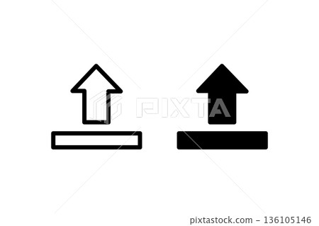 Upward Arrows On Bars Icon Set Outlined And Solid Upload Symbols for Elevation and Upload Concepts 136105146