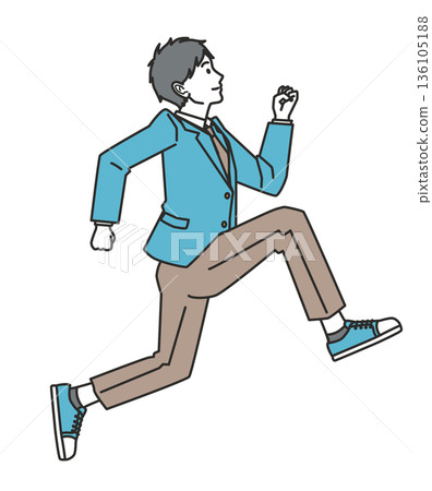 男性跳躍的高中學生 136105188