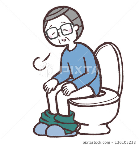 一位老年男子在洗手間放鬆的插圖 136105238