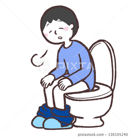 一位男士在廁所放鬆的插圖 136105240