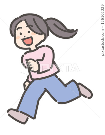 A cheerful girl running 136105329