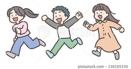 Running energetic boys and girls children Running energetic boys and girls children 136105330