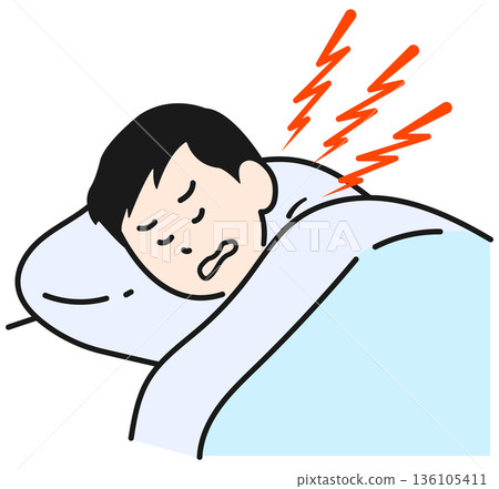 A man sleeping while snoring A man sleeping while snoring 136105411