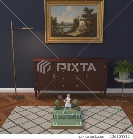 Cute high school girl tennis club figure Cute high school girl tennis club figure 136105512