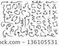 插圖資料：手繪箭頭線稿（黑色） 136105531