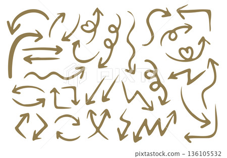 Hand-drawn line illustration material/arrow set 136105532
