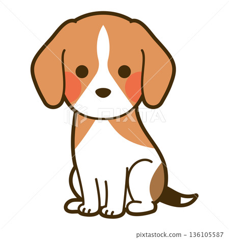 可愛的小獵犬的插圖 136105587