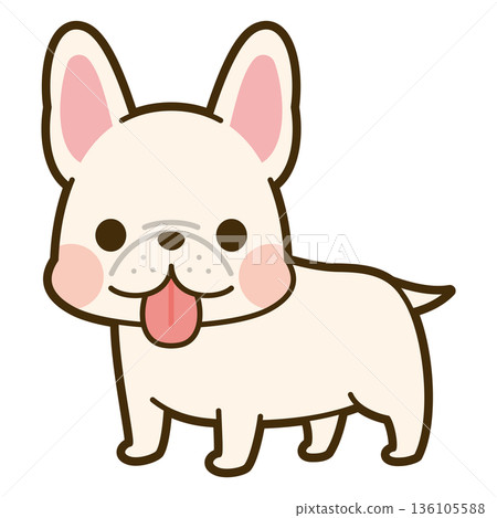 Illustration of a French bulldog on white 136105588