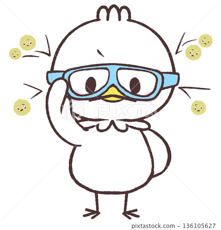 Illustration of a white bird wearing glasses for pollen 136105627