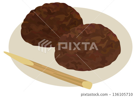 盤子上盛裝的飯糰插圖（向量圖） 136105710
