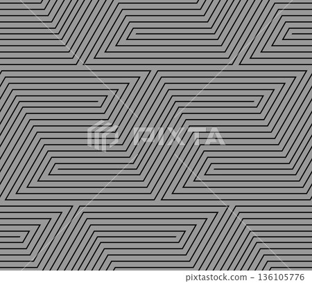 Abstract geometric pattern with stripes, lines. Seamless vector background. Gray and black ornament. Simple lattice graphic design 136105776