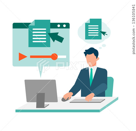 Illustration of AI-based e-learning to eliminate dependency on individuals Business training to learn business knowledge Illustration of AI-based e-learning to eliminate dependency on individuals Business training to learn business knowledge 136105841