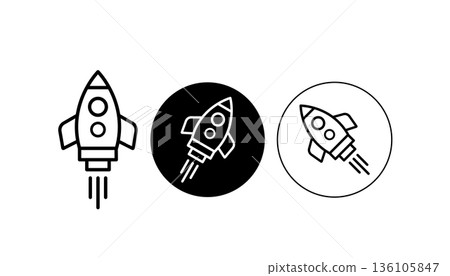 Rocket Icon Set Minimal Line Art of Rockets for Space, Tech, and Science Visuals Rocket Icon Set Minimal Line Art of Rockets for Space, Tech, and Science Visuals 136105847