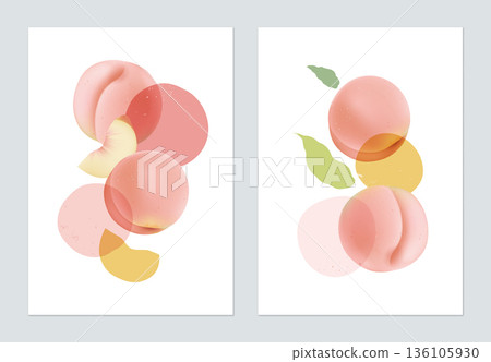 Abstract poster template design, peaches with various shapes on white 136105930