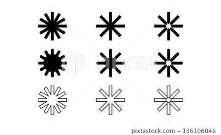 Starburst Icons in Varied Weights and Styles for Design, Branding, and Graphics 136106048