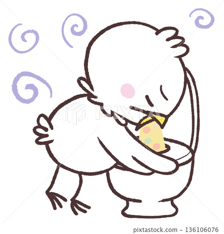 Illustration of a white bird vomiting in a toilet Illustration of a white bird vomiting in a toilet 136106076