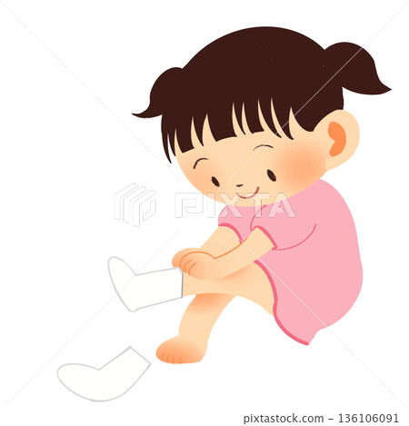 Illustration of a girl's lifestyle wearing socks 136106091