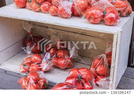 Japanese countryside scenery | Unmanned tomato stand along the road Japanese countryside scenery | Unmanned tomato stand along the road 136106147