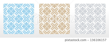 Set of abstract geometric patterns. Seamless vector backgrounds. Colored ornaments Graphic modern patterns Simple lattice graphic design Set of abstract geometric patterns. Seamless vector backgrounds. Colored ornaments Graphic modern patterns Simple lattice graphic design 136106157