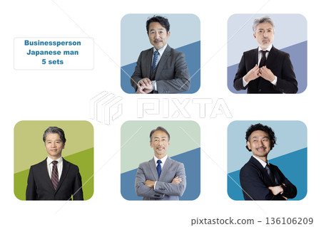 一群商務人士，透明背景摳圖PNG格式 136106209