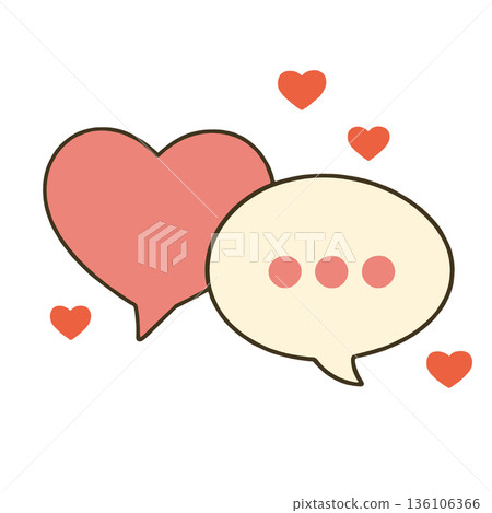 Heart speech bubble love communication romance icon cute red white Heart speech bubble love communication romance icon cute red white 136106366