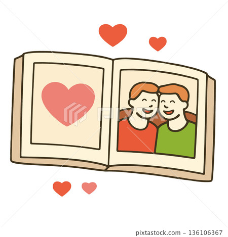 Photo album heart couple love happy memory illustration romance 136106367