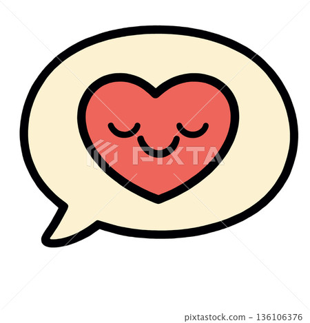 Smiling heart speech bubble love happiness communication cute cartoon icon Smiling heart speech bubble love happiness communication cute cartoon icon 136106376