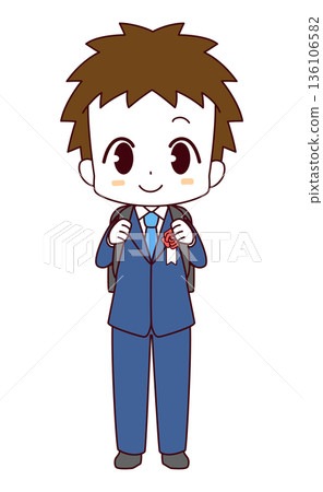 小學入學典禮上男孩的插圖 小學入學典禮上男孩的插圖 136106582