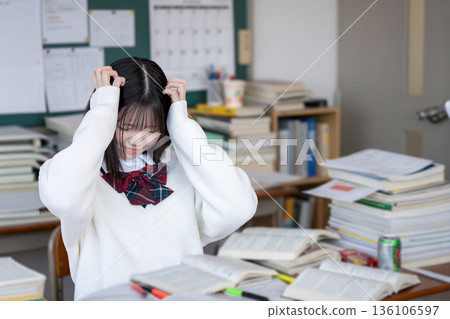 School girls studying School girls studying 136106597