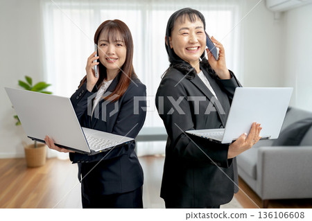 Smiling woman and room 136106608