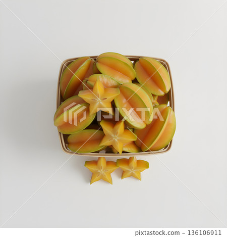 Star Fruit Basket Slices Top Down 136106911