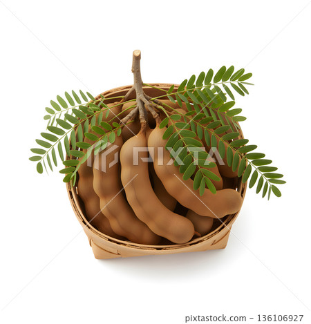 Tamarind Fruit Full Round Woven Basket 136106927