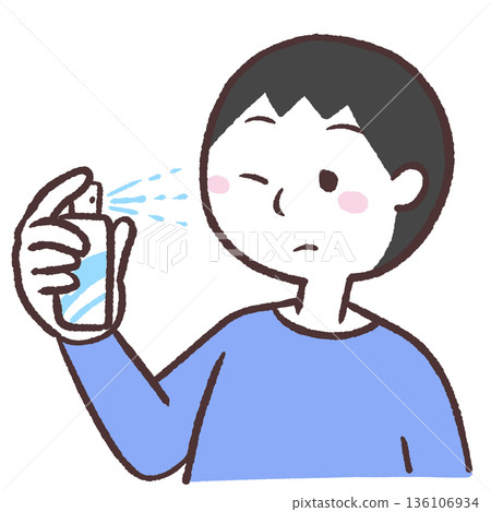 圖解:一名男子正在噴灑臉部 圖解:一名男子正在噴灑臉部 136106934