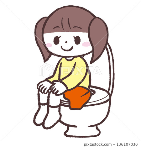 圖：一個女孩坐在馬桶上 136107030