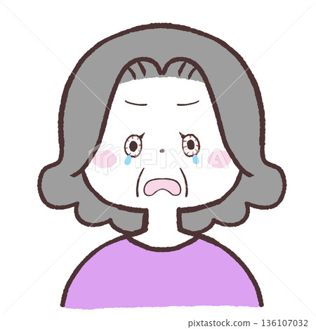 Illustration of a senior woman with bloodshot eyes Illustration of a senior woman with bloodshot eyes 136107032