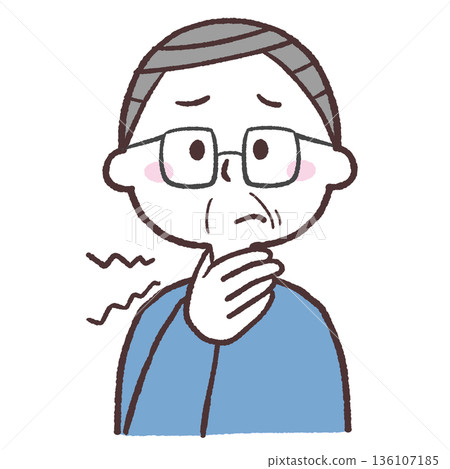 Illustration of a senior man with a sore throat Illustration of a senior man with a sore throat 136107185