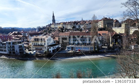 Bern,  Switzerland - March 18 2023: Surrounding View of Bern City 136107318
