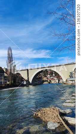 Bern, Switzerland - March 18 2023: Surrounding View of Bern City Bern, Switzerland - March 18 2023: Surrounding View of Bern City 136107320