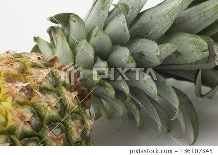 Macro shot of the surface of a ripe pineapple 136107345
