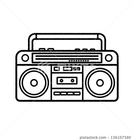 Boombox line drawing Boombox line drawing 136107380